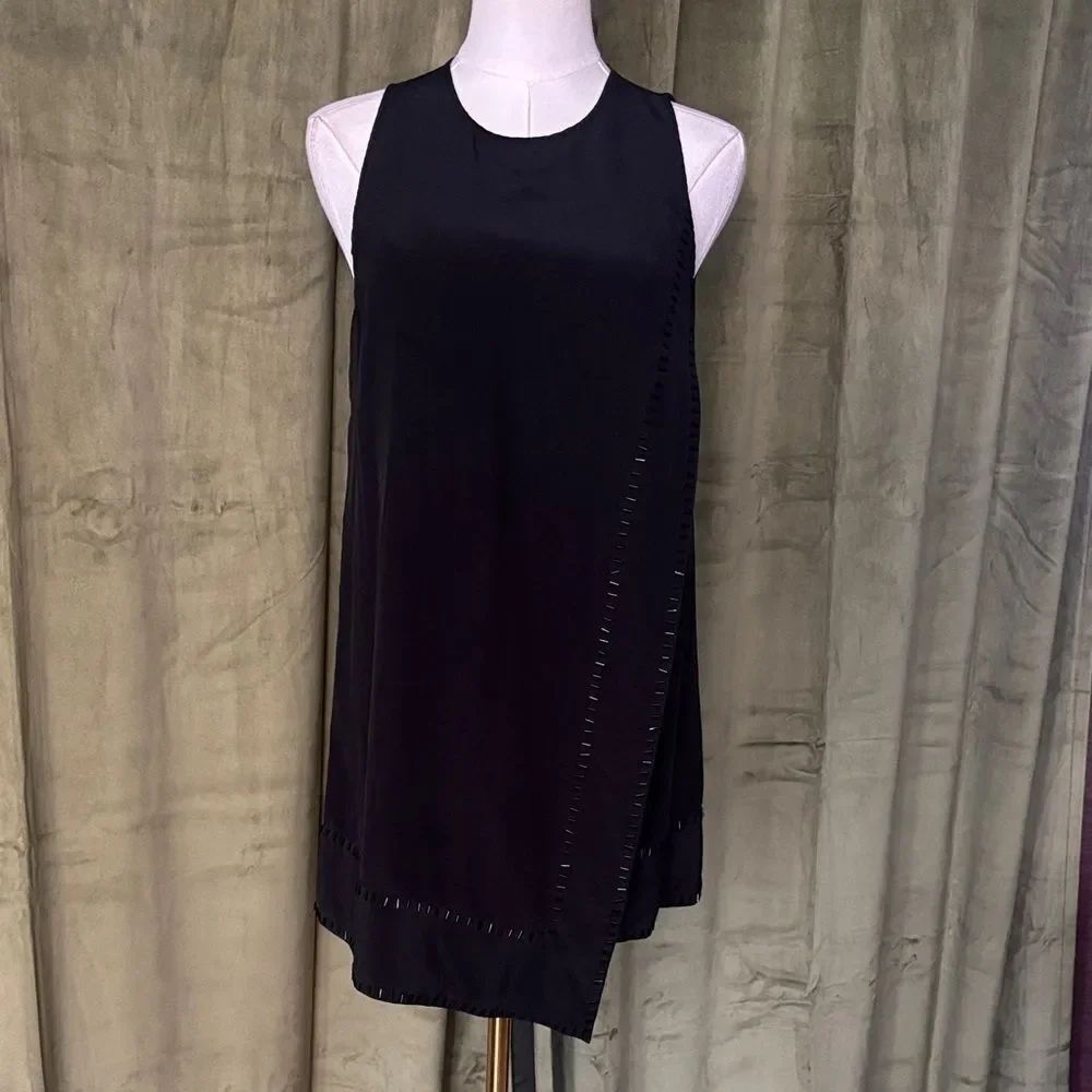 Donna Karan Black silk  Mini  beaded detail Dress, S